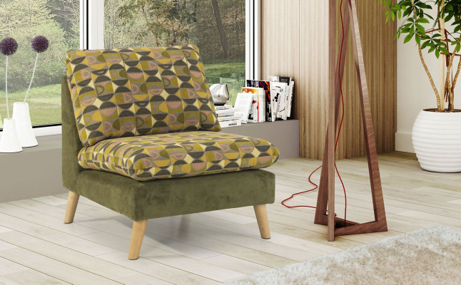 Design Relax Club Sëtz Lounge Sofa 1 Plaz Fernseh Stull Polster Stoff