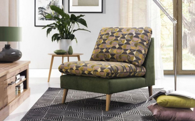 Design Relax Club Sëtz Lounge Sofa 1 Plaz Fernseh Stull Polster Stoff