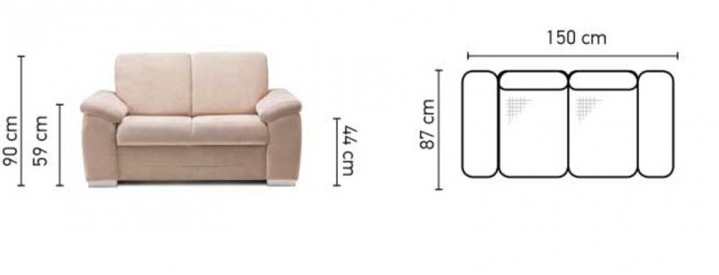 Design 2-Sëtzer Relax Sofas Club Lounge Sofa Textil Polster Canapé Stoff Canapéen