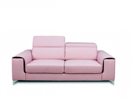 E e respektabelt modernes a komfortabelt 2-Sëtzer-Sofa an engem stilvollen rosa Faarf.