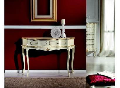 Design Miwwelen Stil Barock Luxus Konsolendësch Wäiss Holz Italienesch Dësch Dëscher