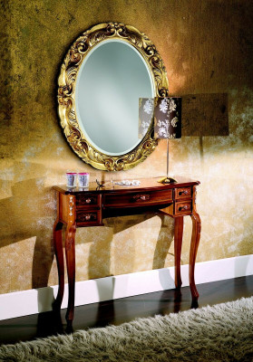Italienesch Miwwelen 2 Stéck Garnitur Sekretär mat Spigel Holz Massivholz Barock Stil
