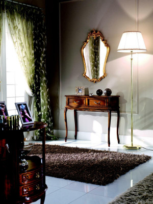 Luxus Holz Italienesch Miwwelen 2-Stéck Set Miwwelen Stil Barock Konsolendësch mat Spigel Nei