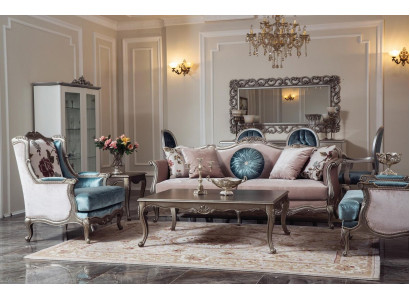 Sofa Garnitur Sofa Luxus Sofas Fauteuil 3+1+1 Sëtzer Dësch Set 4 Stéck