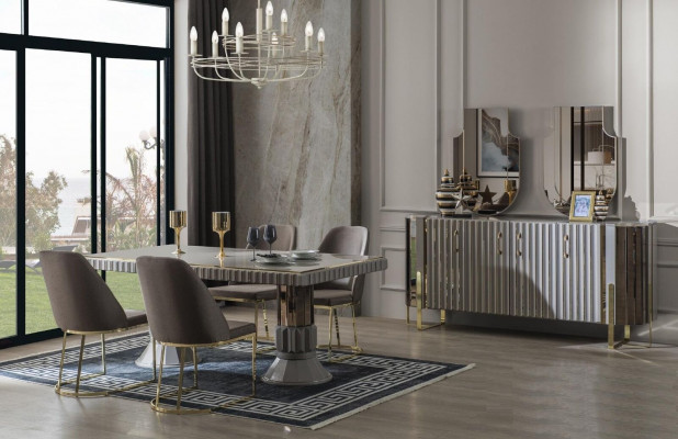 Garnitur Iessgrupp Iesssall Iessdësch Luxus Still Iesseck Gro 7tlg