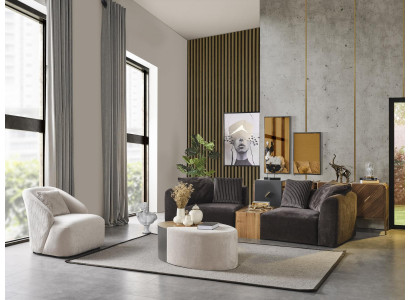 Sofasaz 4 Sëtz Sessel Véiersëtz Sofa Modern Schwaarz Stoff Nei