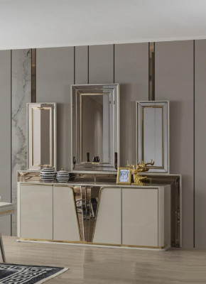 Sideboard Kommode Wunnzëmmer Holz Modern Beige Luxus Schief Design