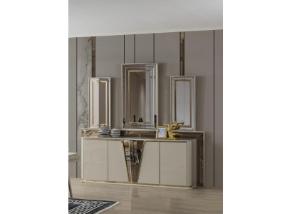Sideboard Kommode Wunnzëmmer Holz Modern Beige Luxus Schief Design