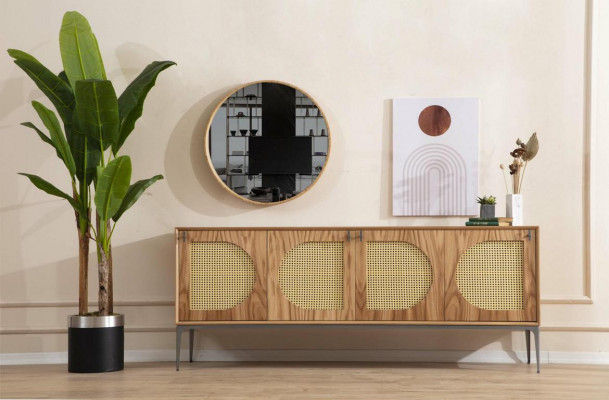 Sideboard mat Spigel Anrichte Sideboards Holz Schaf Möbel Braun Nei