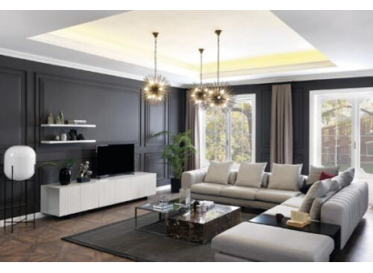 Wunnlandschaft Eckcanapé L-Form TV-Stänner 3x Couchdësch Couch Polstermöbel