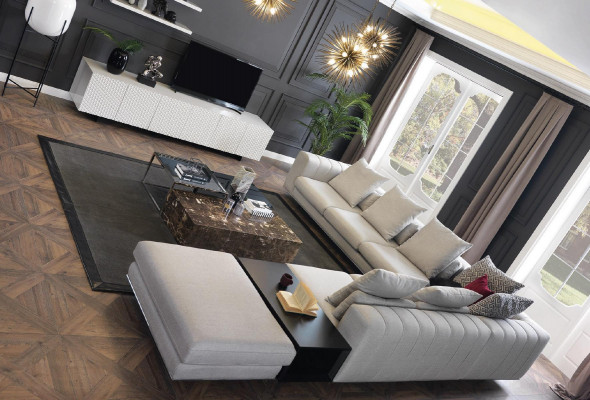 Wunnlandschaft Ecksofa Sofa L-Form Canapé Sëtz Textil Polster Design