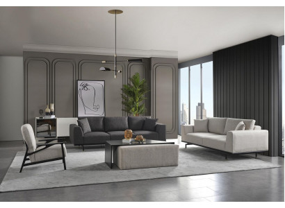Soffagarnitur 431 Hockeren Dësch Couch Loungebereet Néi Wunnzëmmer Design 5 Stécker