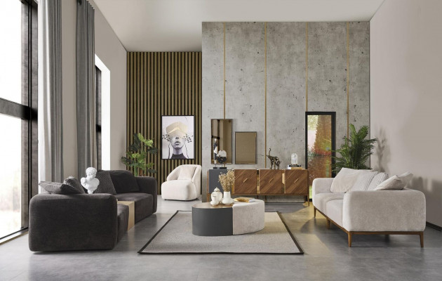 Soffagarnitur 431 Plaz Sëtzgrupp Couchtisch Wunnzëmmer Designer Grupp 4tlg