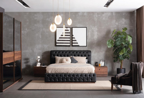 Bett Kleederschaf 2x Nuetsdësch Luxus Schlofkummer Polsterdesign nei