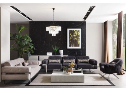Sëtzgrupp Sofa 3 1 Sëtzer Stoff 3x Couchtisch Design Canapé Polster Sofas