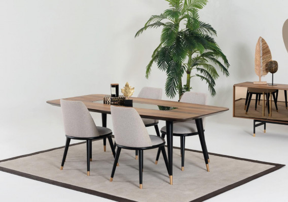 Designer Mega komfortabele beige Iesszëmmerstull am moderne Stil