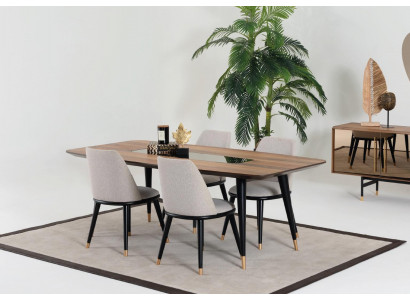 Iessdësch 4 x Still Iesszëmmer Set Iessgrupp Holz Dësch 5 Stéck Grupp