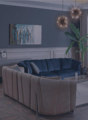 Wunnzëmmer Sofa Canapé Designer Textil Sëtz Këssen Design blo