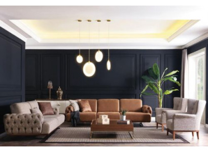 Sofa 4 Sëtzer Chesterfield Design Luxus Sofa Polstersofa brong