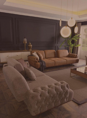 Sofa 4 Sëtzer Chesterfield Design Luxus Sofa Polstersofa brong