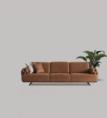 Sofa 4 Sëtzer Chesterfield Design Luxus Sofa Polstersofa brong