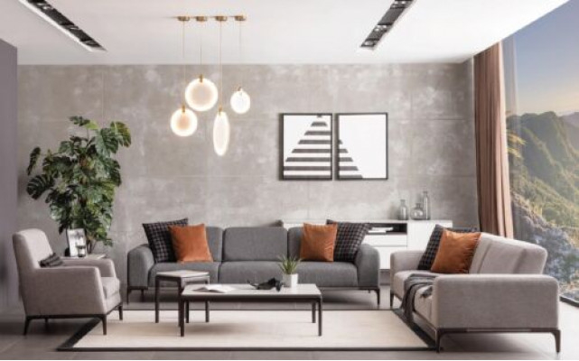 Sofabett 4 Sëtzer Faarf Gro Wunnzëmmer Design Stil Miwwelen Modern nei