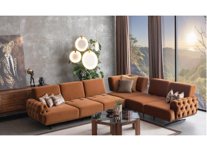 Stofflén Landschaft Sofa L-Form Canapé Garnitur Design Modern Sofas Ecksasofa