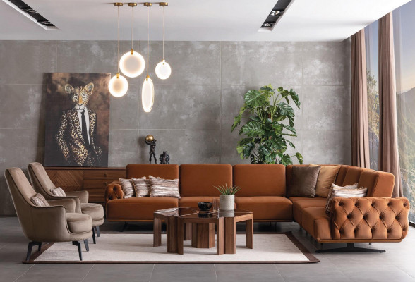 Stofflén Landschaft Sofa L-Form Canapé Garnitur Design Modern Sofas Ecksasofa