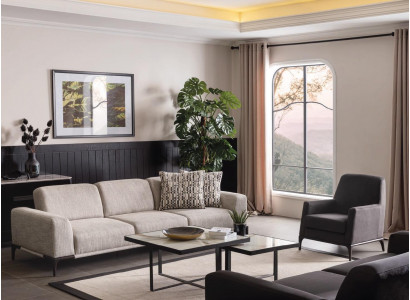 Wunnzëmmer Canapé 4 Sëtz Design Stil Miwwelen Modern Canapéen Elegantesch