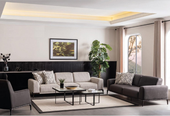 Wunnzëmmer Canapé 4 Sëtz Design Stil Miwwelen Modern Canapéen Elegantesch