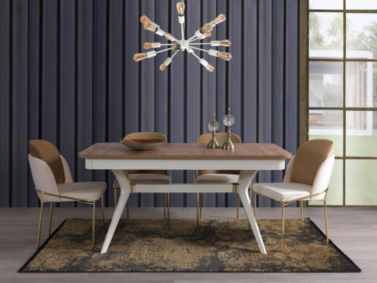 Iesszëmmer Set Garnitur Dësch 4x Still Säitbänk 2x Spigel Wunnwand 11 Deeler.