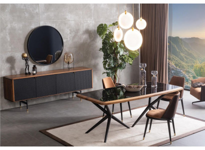 Iesszëmmer Set Dësch 4x Still Kommode Spigel 7-deel Grupp Iesse Garnitur