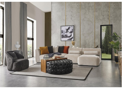 Set Ecksofa L Form Sitz1 Sofagarnitur Couchtisch Pouf Wohnzimmer