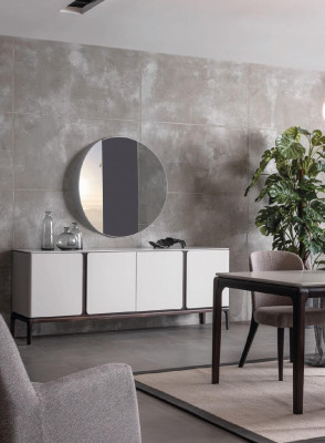 Iesszëmmer Set Dësch 2x Still Anrichte Spigel Bänk 6tlg Iessgrupp Nei