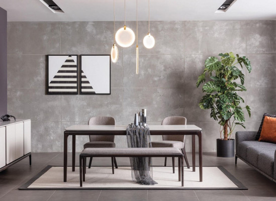 Iesszëmmer Set Dësch 2x Still Anrichte Spigel Bänk 6tlg Iessgrupp Nei