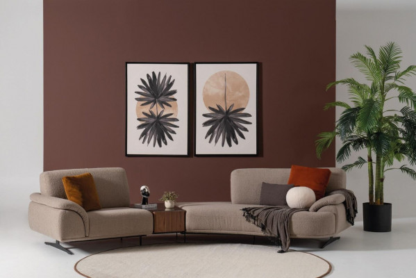 Wunnzëmmer Design Sofa 5 Sëtz Stoff Canapé Polstersofa Nei brong