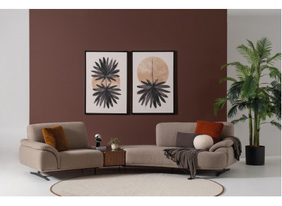 Wunnzëmmer Design Sofa 5 Sëtz Stoff Canapé Polstersofa Nei brong