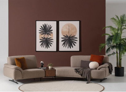 Wunnzëmmer Design Sofa 5 Sëtz Stoff Canapé Polstersofa Nei brong