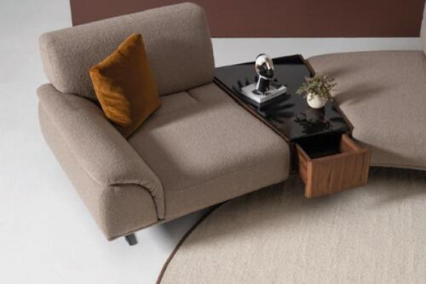 Wunnzëmmer Design Sofa 5 Sëtz Stoff Canapé Polstersofa Nei brong