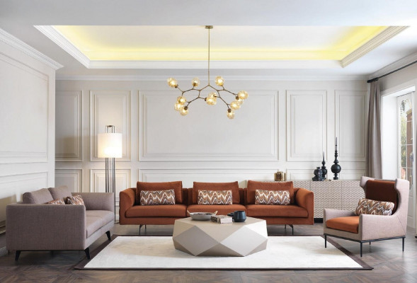 Wunnzëmmer Sofa 4 Sëtzer Couch Sëtz Polster Couchen Design brong
