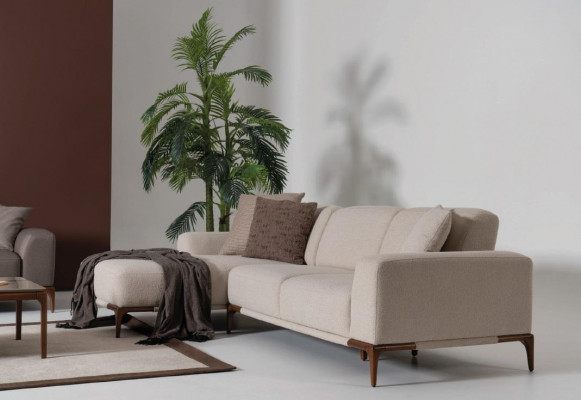 Wunnzëmmer Eckcouch L-Form Couch Polsterung Luxus Stil Couchen Design
