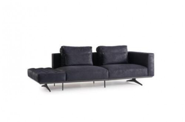Design Sofasuite 3-Sëtzer Stoff Couch Polstersofas Couche Schwarz