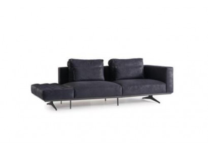 Design Sofasuite 3-Sëtzer Stoff Couch Polstersofas Couche Schwarz