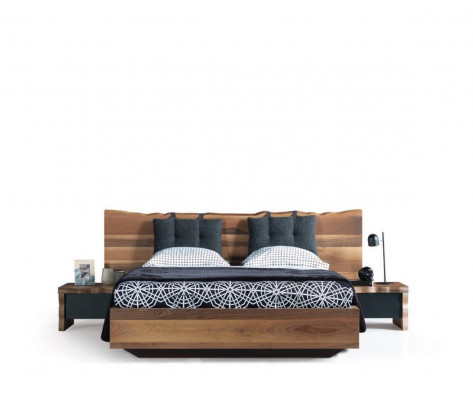 Schlofzimmer Garnitur Bett 2x Nuetsdësch Set Miwwelen Nei 3tlg. Nei brong