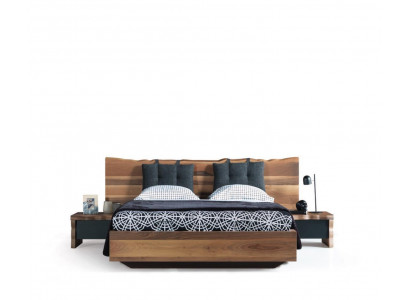 Schlofzimmer Garnitur Bett 2x Nuetsdësch Set Miwwelen Nei 3tlg. Nei brong