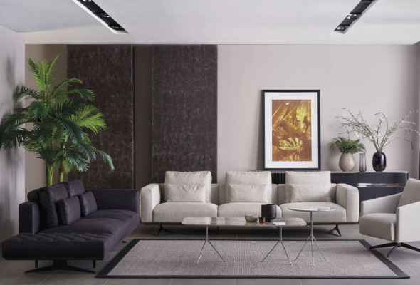 Wunnzëmmer Design Sofagarnitur 4-Sëtz Couch Wäiss Polstersofa Nei