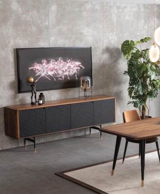 Wunnzëmmer Kredenz brongen Luxus Stil modernen Holz Sideboard Loft 228cm