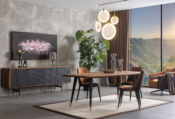 Wunnzëmmer Kredenz brongen Luxus Stil modernen Holz Sideboard Loft 228cm