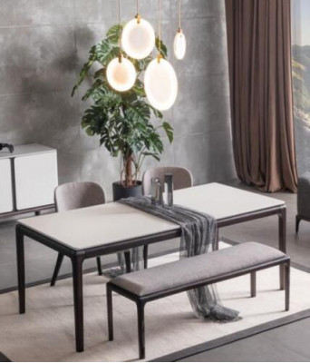 Iesszëmmer Iessdësch Luxus Miwwelen Design Material Holz Modern gro