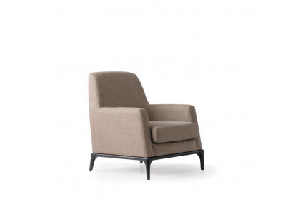 Wunnzëmmer Fotell Design Canapé Luxus Polster Modern Braun Holz Textil